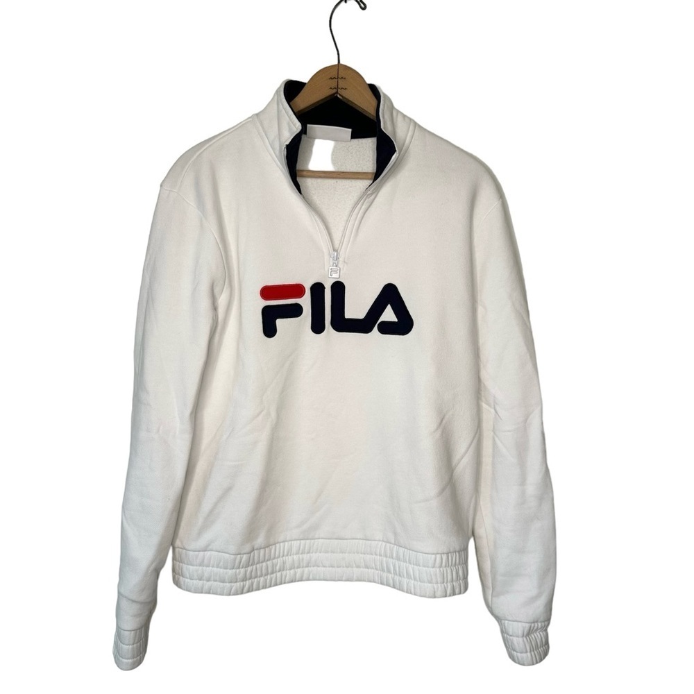 Fila | White Pullover Quarter Zip Sweatshirt Jacket Size Medium